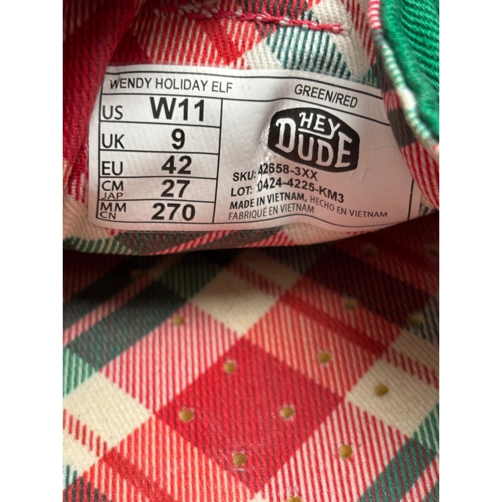 Hey Dude Women's Wendy Holiday Elf Holiday Green Red Christmas Shoes Size 11 - Picture 10 of 10